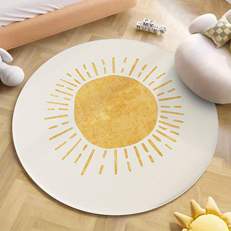 Moderner Wohnzimmerteppich rund rutschfest weicher Teppich Design