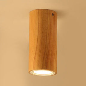 Lampe cylindre asiatique en bois