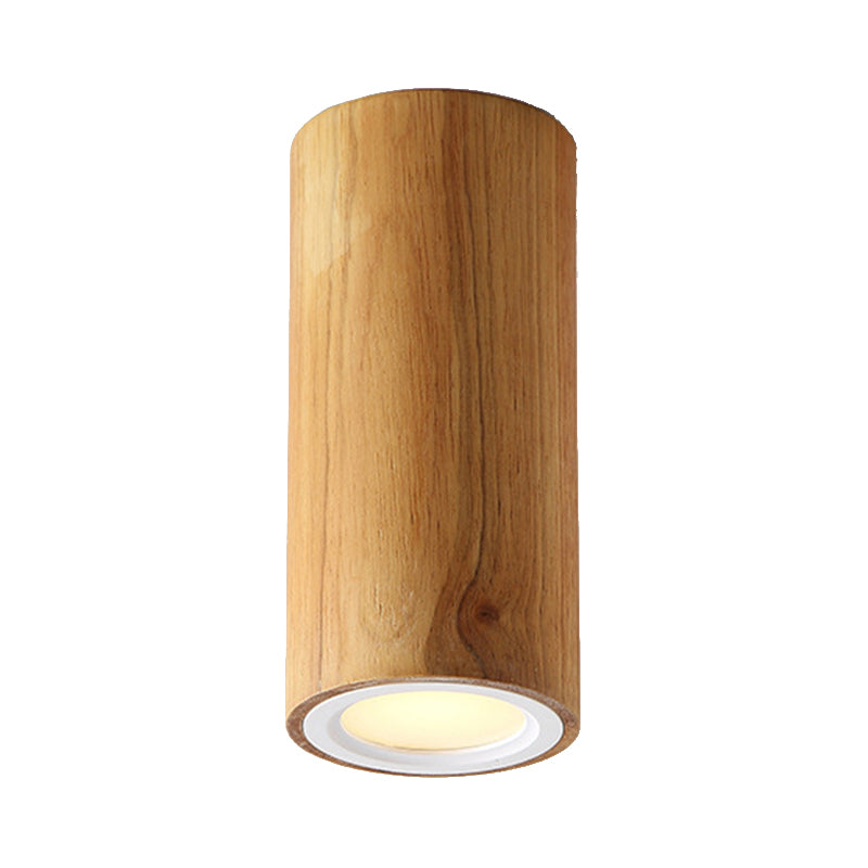 Lampe cylindre asiatique en bois