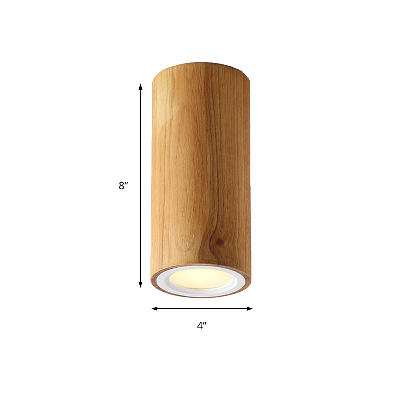 Lampe cylindre asiatique en bois