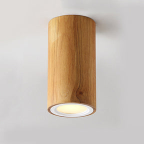 Lampe cylindre asiatique en bois