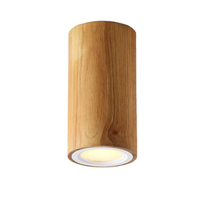 Lampe cylindre asiatique en bois