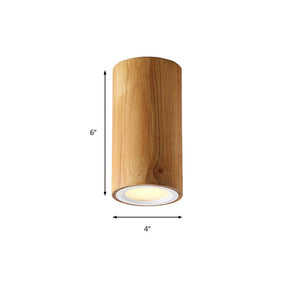 Lampe cylindre asiatique en bois