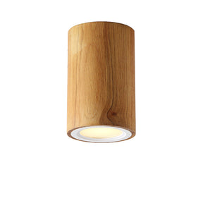 Lampe cylindre asiatique en bois