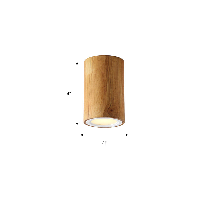 Lampe cylindre asiatique en bois