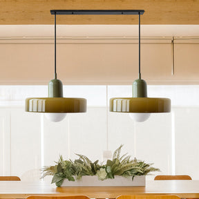 Bauhaus Hängeleuchte aus Buntglas
