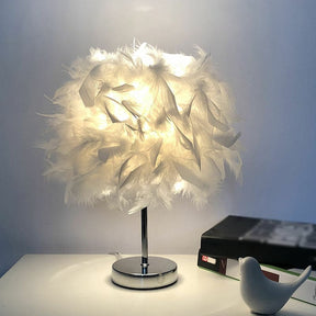 FeatherGlow Tischlampe mit Feder-Design