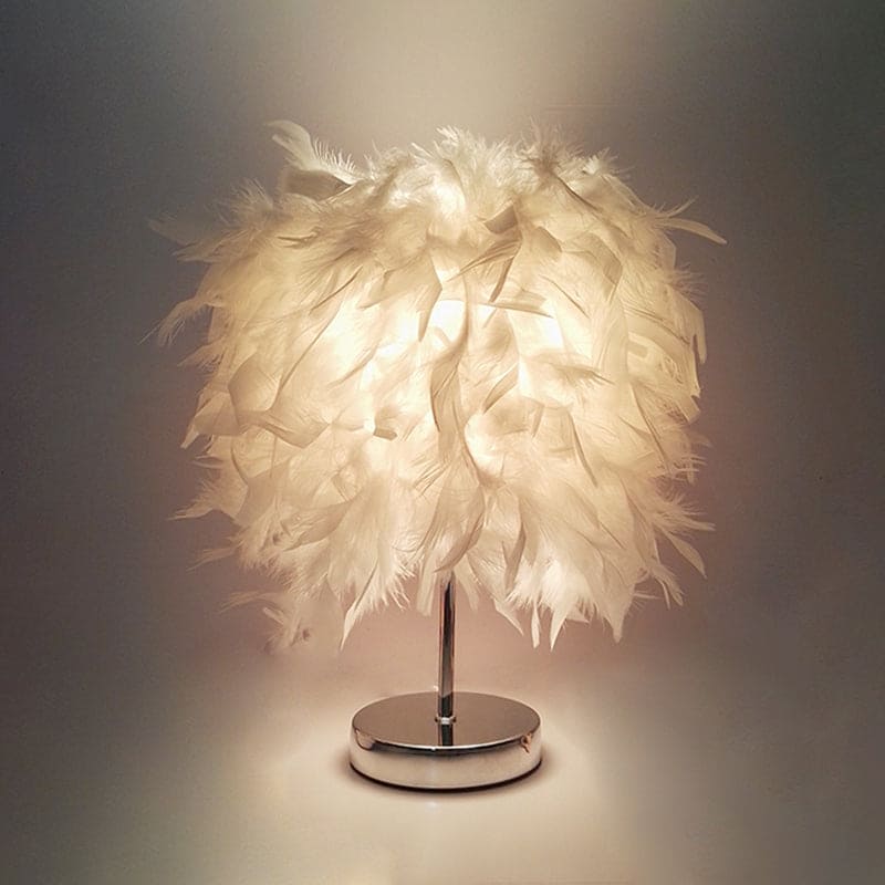 FeatherGlow Tischlampe mit Feder-Design