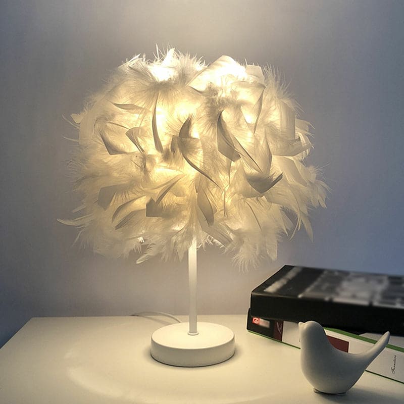 Lampe de table FeatherGlow au design plume