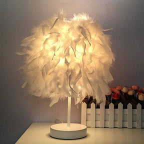 FeatherGlow Tischlampe mit Feder-Design