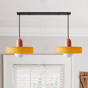 Bauhaus Hängeleuchte aus Buntglas