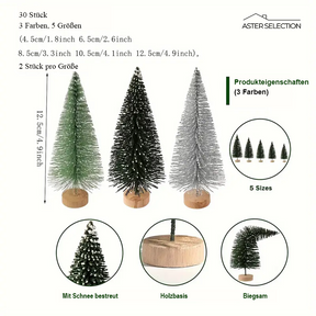 30 Mini Weihnachtsbäume für Weihnachten & Festtagsdeko