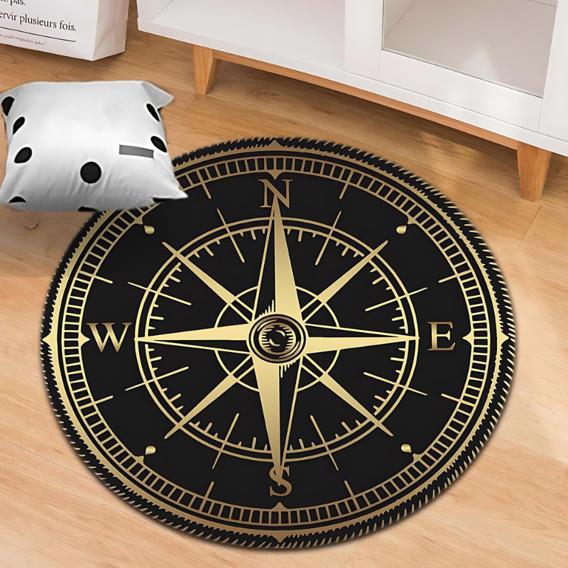 Compass Rugs Round Round rug with compass design