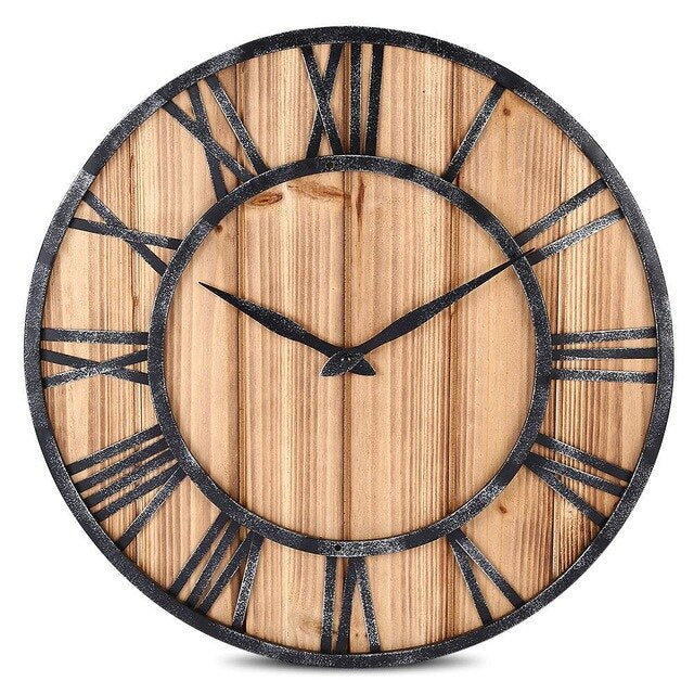 Moderne Holz-Metall-Wanduhr