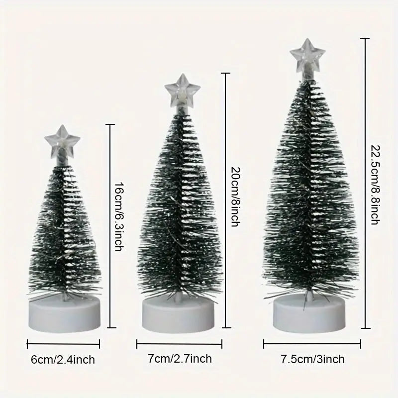 Set aus 3 Weihnachtsbäumen mit LED Lichtern für Weihnachten