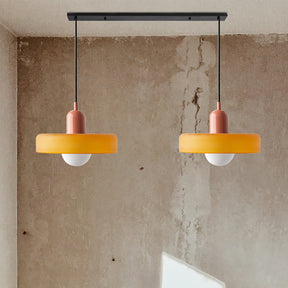 Bauhaus Hängeleuchte aus Buntglas