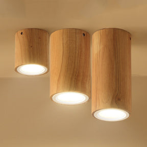 Lampe cylindre asiatique en bois