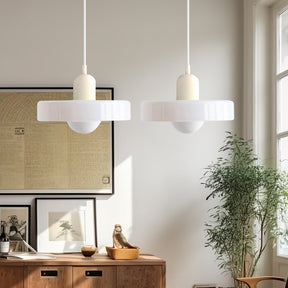 Bauhaus Hängeleuchte aus Buntglas