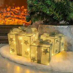 3er Set LED Weihnachtsgeschenkboxen für Weihnachten & Deko