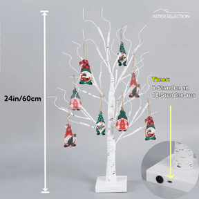 60cm Birkenbaum Weihnachtsdeko mit Gnom Figuren für Weihnachten & Festtagsfeiern
