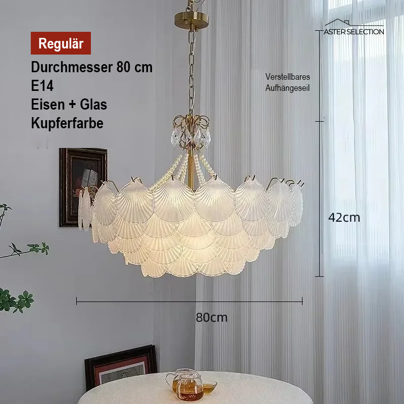 Muschelglas LED Kronleuchter