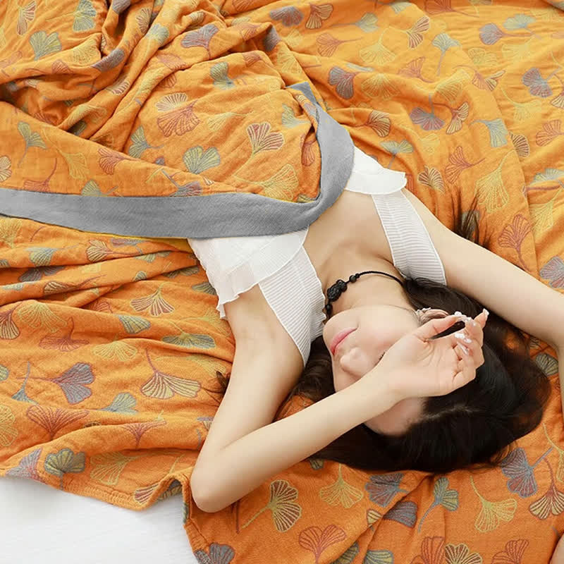 Ginkgo-Blatt Reversible Baumwollquilt-Aster Selection