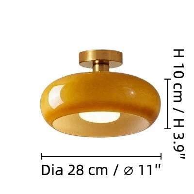 Lunessa Bauhaus Messing-Glas-Scheiben-Deckenleuchte