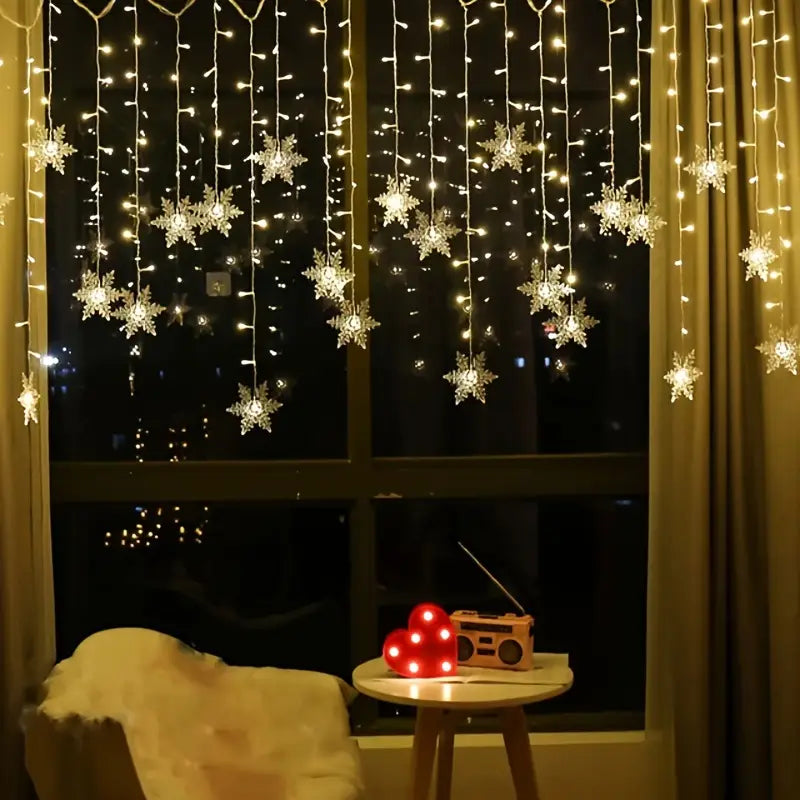 Schneeflocken Lichtervorhang für Weihnachten