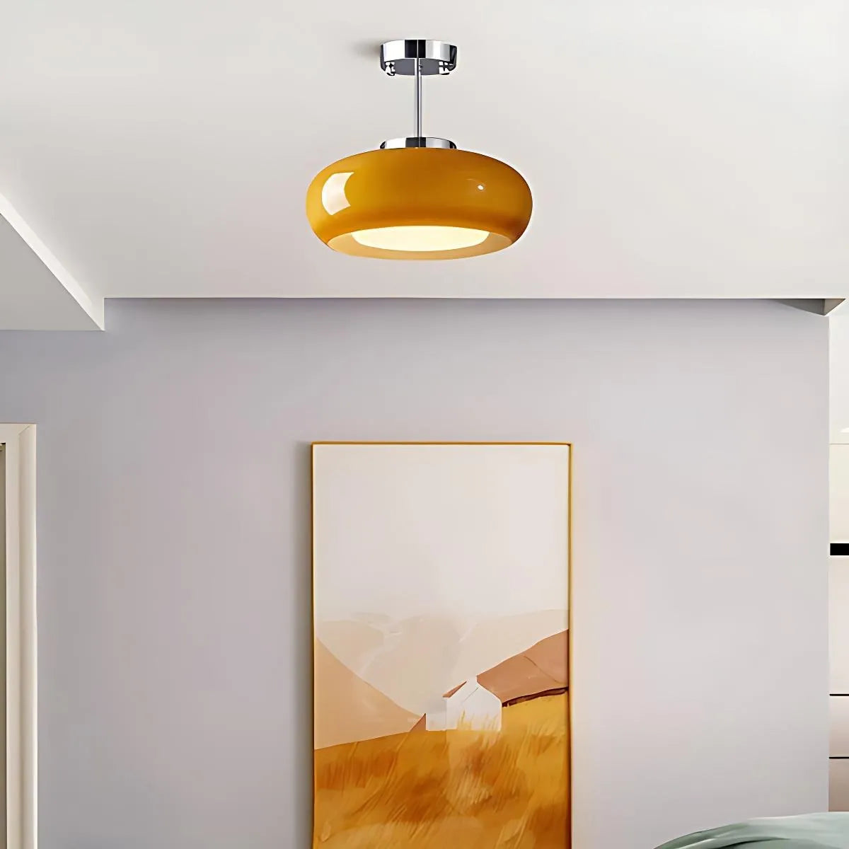 Lunessa Bauhaus Messing-Glas-Scheiben-Deckenleuchte