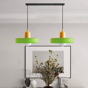 Bauhaus Hängeleuchte aus Buntglas