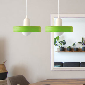 Bauhaus Hängeleuchte aus Buntglas