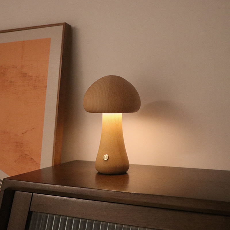 Holz Vintage Pilz Tischlampe-Aster Selection