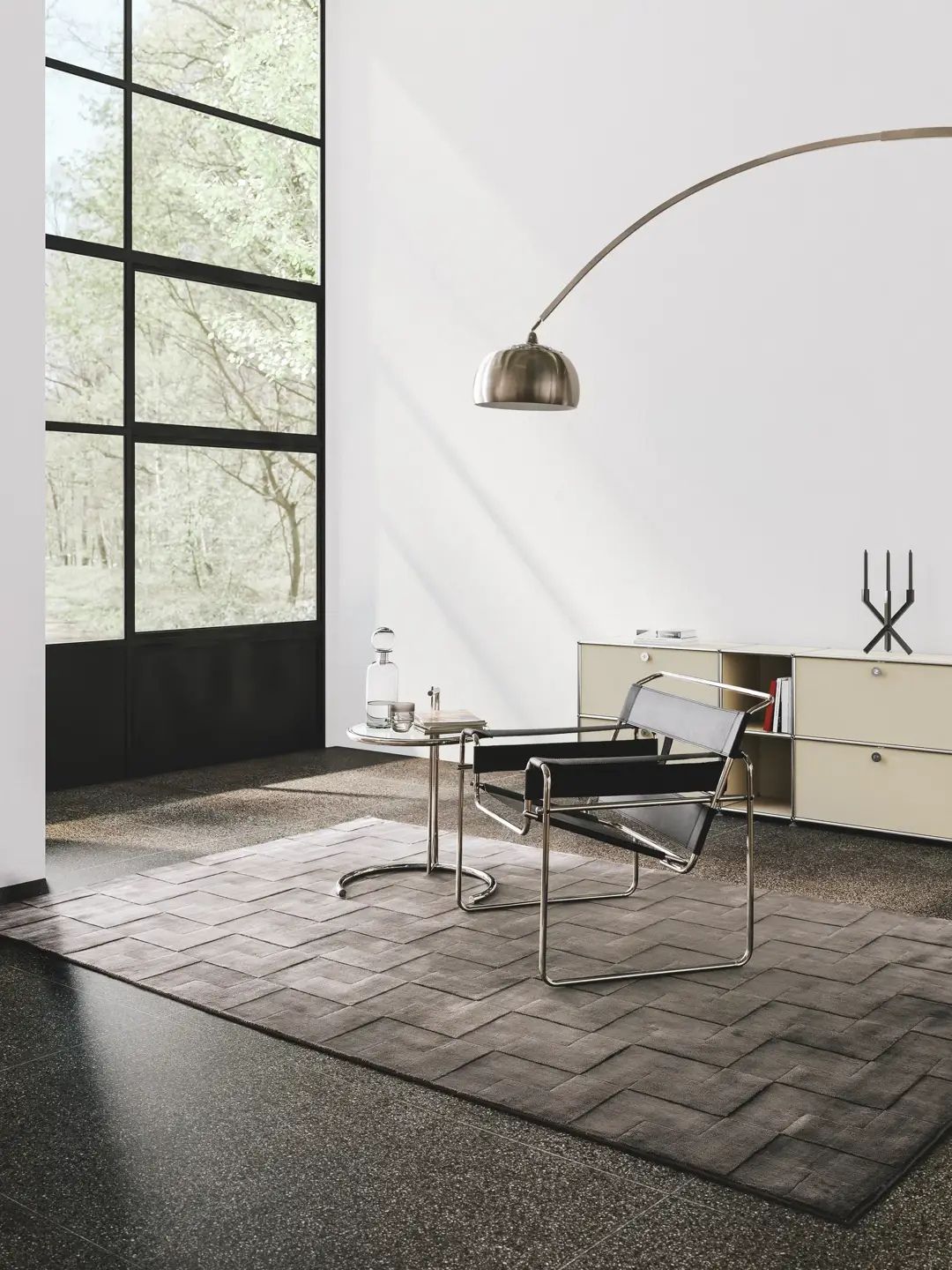 Brauner Lyocell Teppich modern geometrisch eleganter Wohnzimmer Teppich