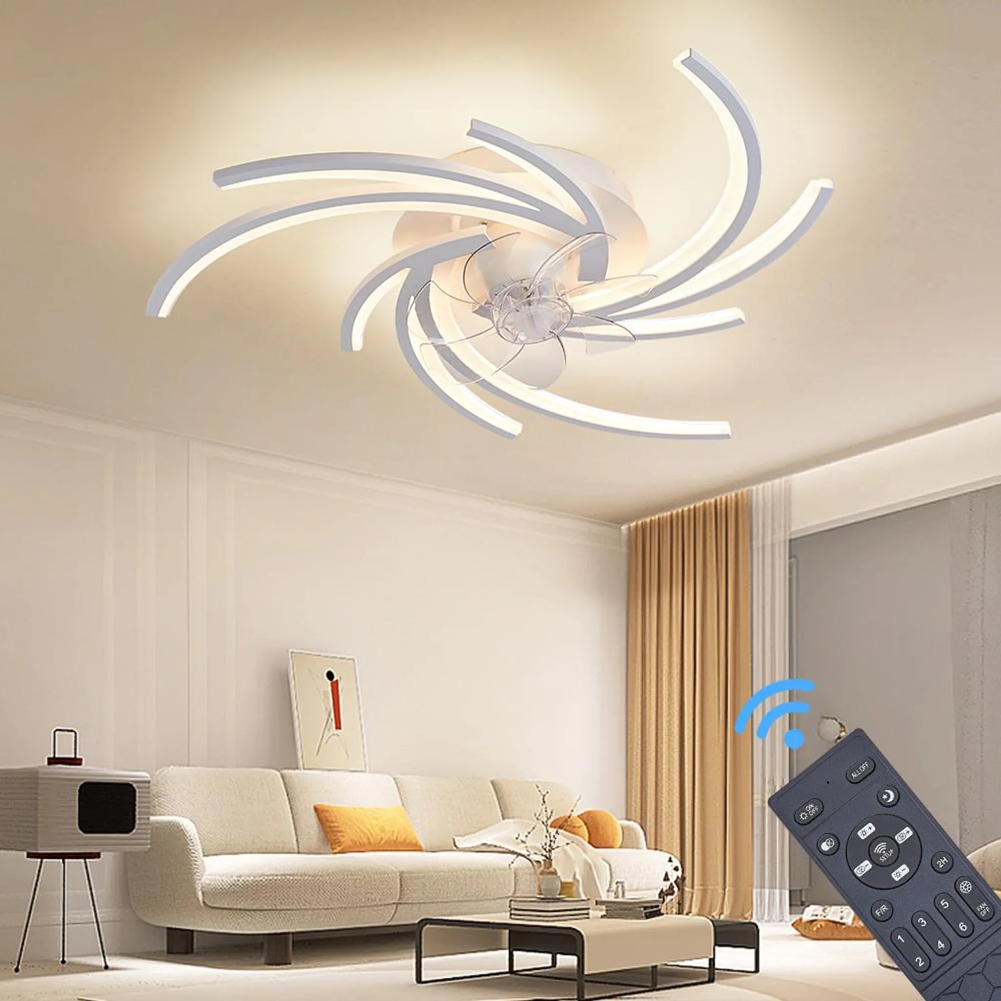 Moderner Deckenventilator mit dimmbarer LED
