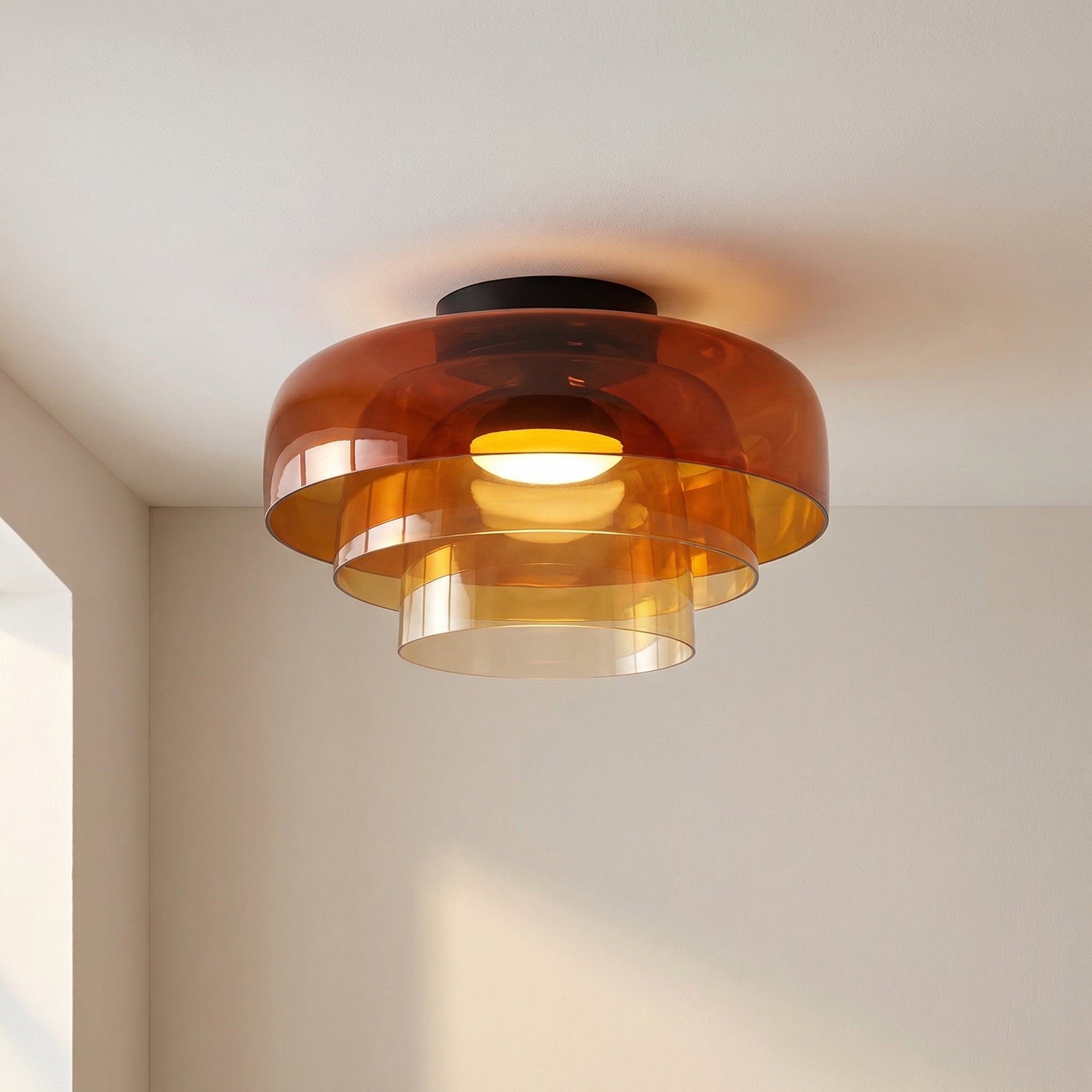 Moderne Bauhaus Pendelleuchte aus geschichtetem Glas
