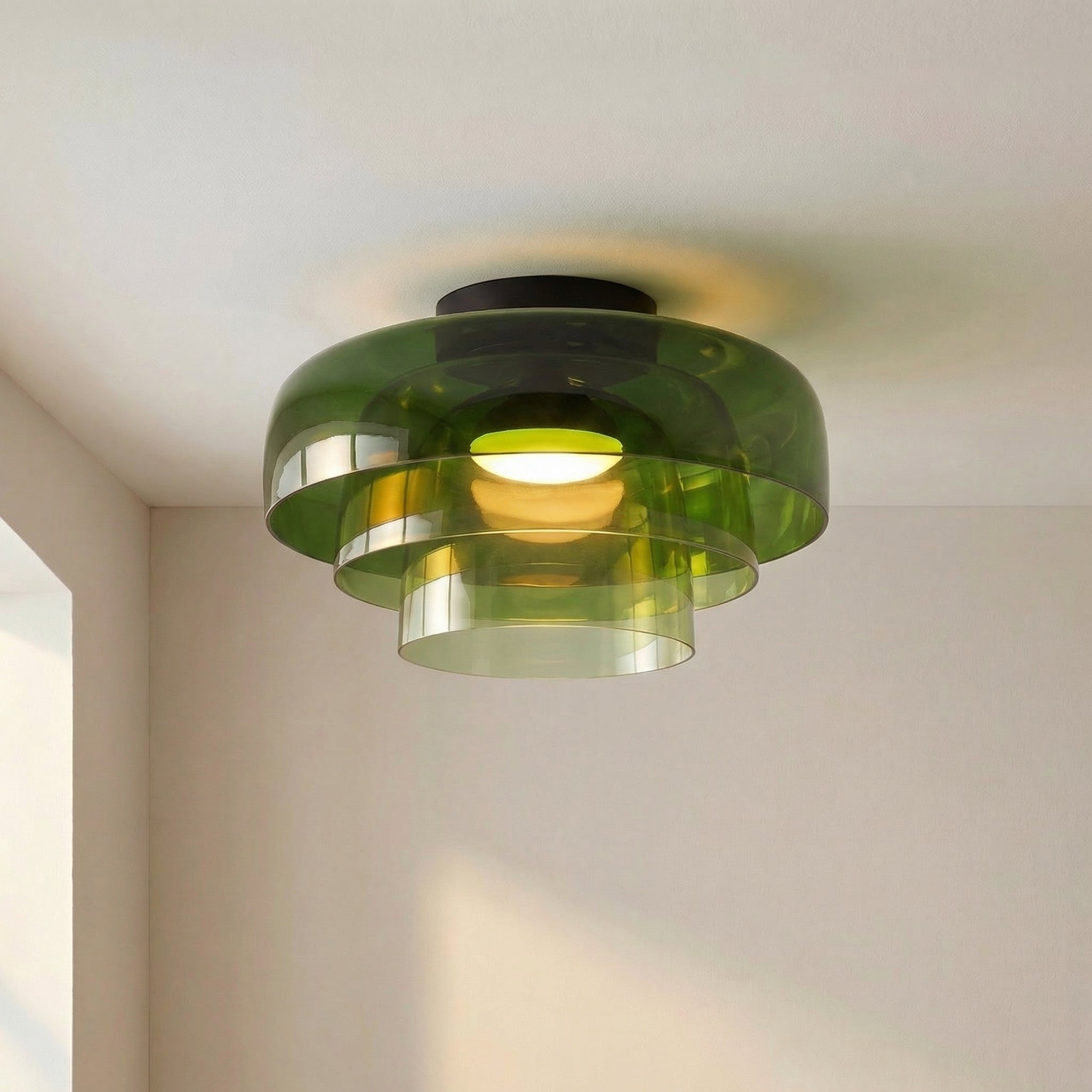 Moderne Bauhaus Pendelleuchte aus geschichtetem Glas