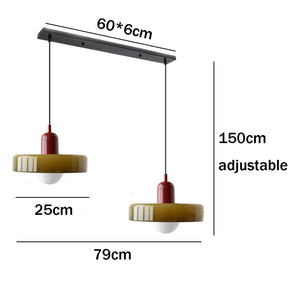Bauhaus Hängeleuchte aus Buntglas
