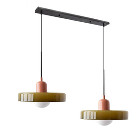 Bauhaus Hängeleuchte aus Buntglas