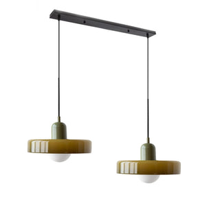Bauhaus Hängeleuchte aus Buntglas