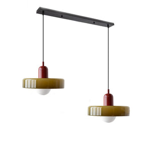 Bauhaus Hängeleuchte aus Buntglas