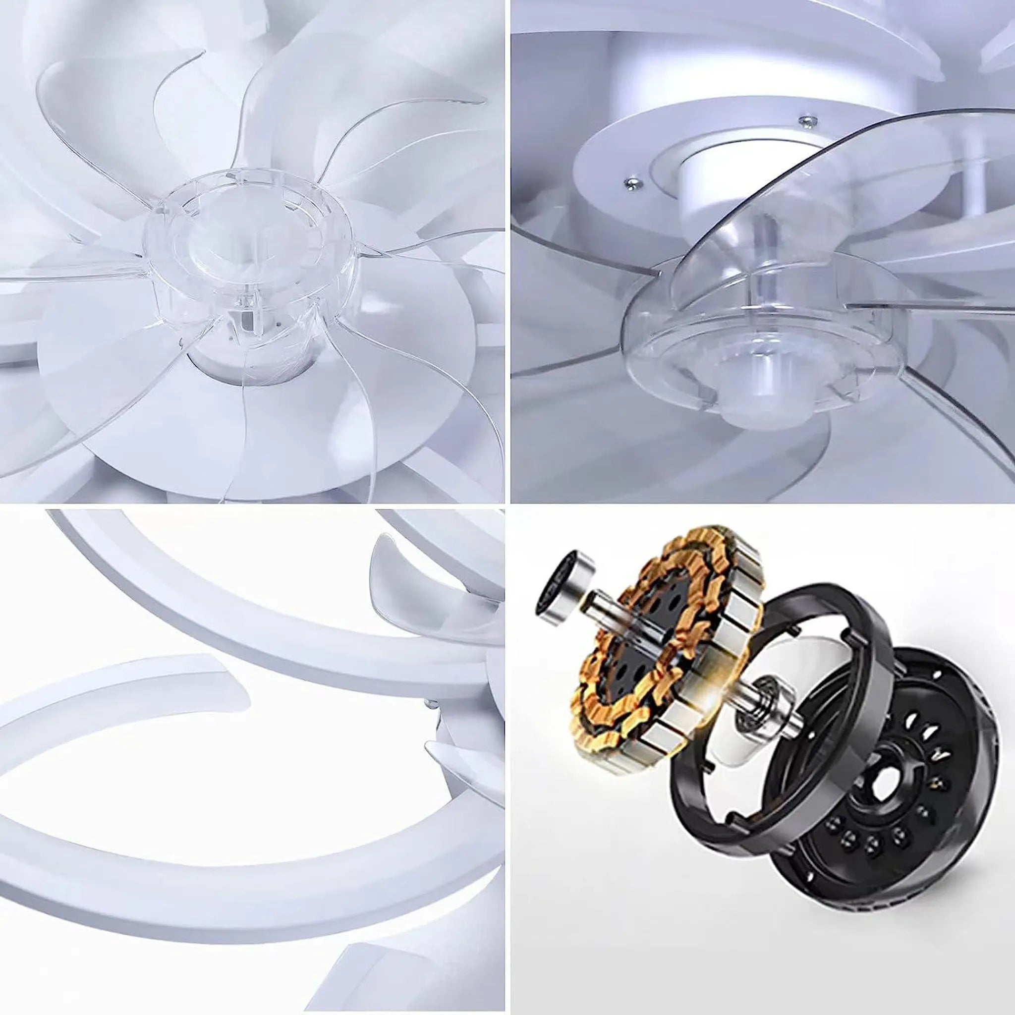Moderner LED-Deckenventilator mit Blumenmuster und Fernbedienung