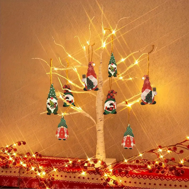 60cm Birkenbaum Weihnachtsdeko mit Gnom Figuren für Weihnachten & Festtagsfeiern