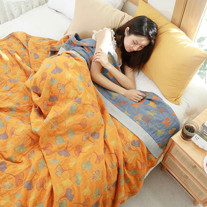 Ginkgo-Blatt Reversible Baumwollquilt-Aster Selection