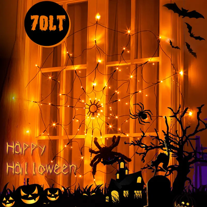 Halloween Spinnennetz Lichterkette