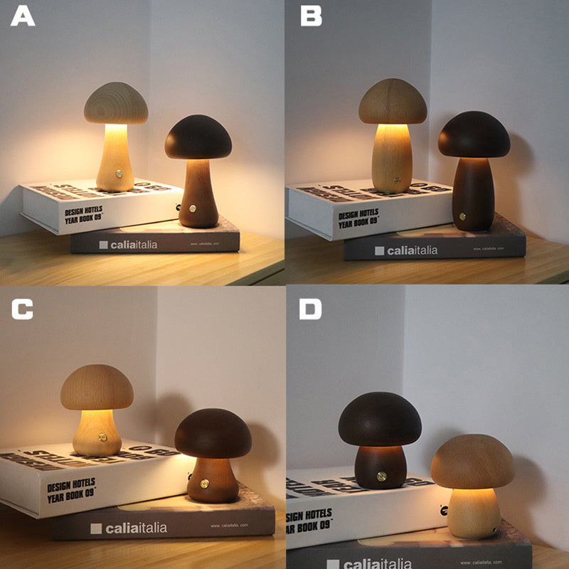 Holz Vintage Pilz Tischlampe-Aster Selection