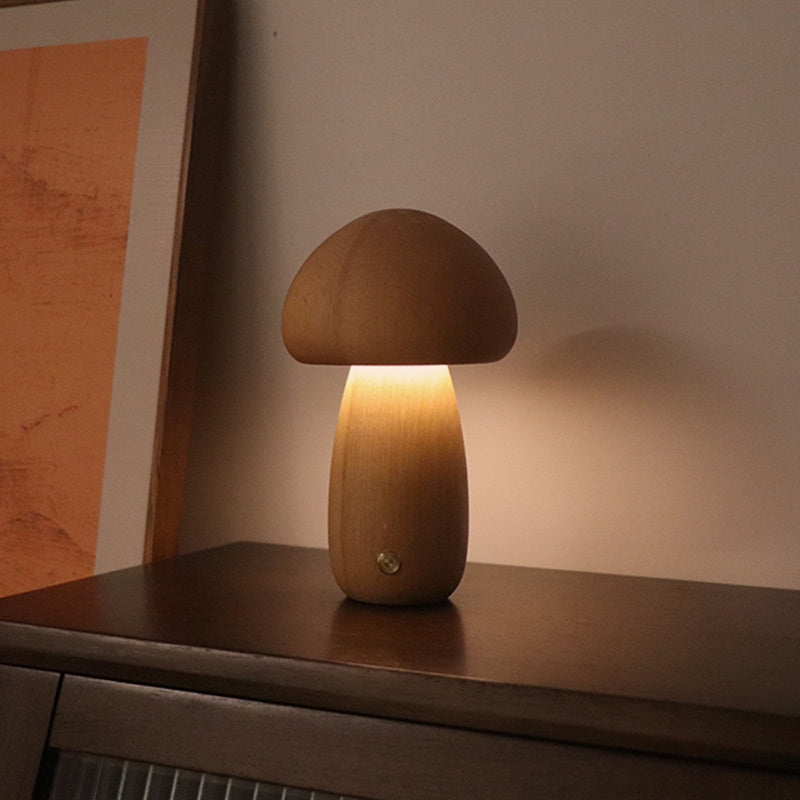 Holz Vintage Pilz Tischlampe-Aster Selection