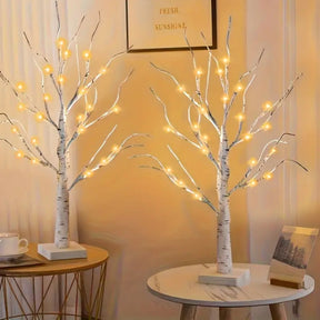 2er Set 24 LED Birkenbaum Lichter für Weihnachten & Dekoration