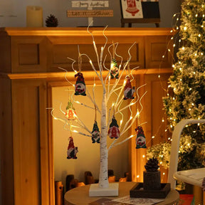 60cm Birkenbaum Weihnachtsdeko mit Gnom Figuren für Weihnachten & Festtagsfeiern