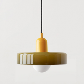 Bauhaus Hängeleuchte aus Buntglas