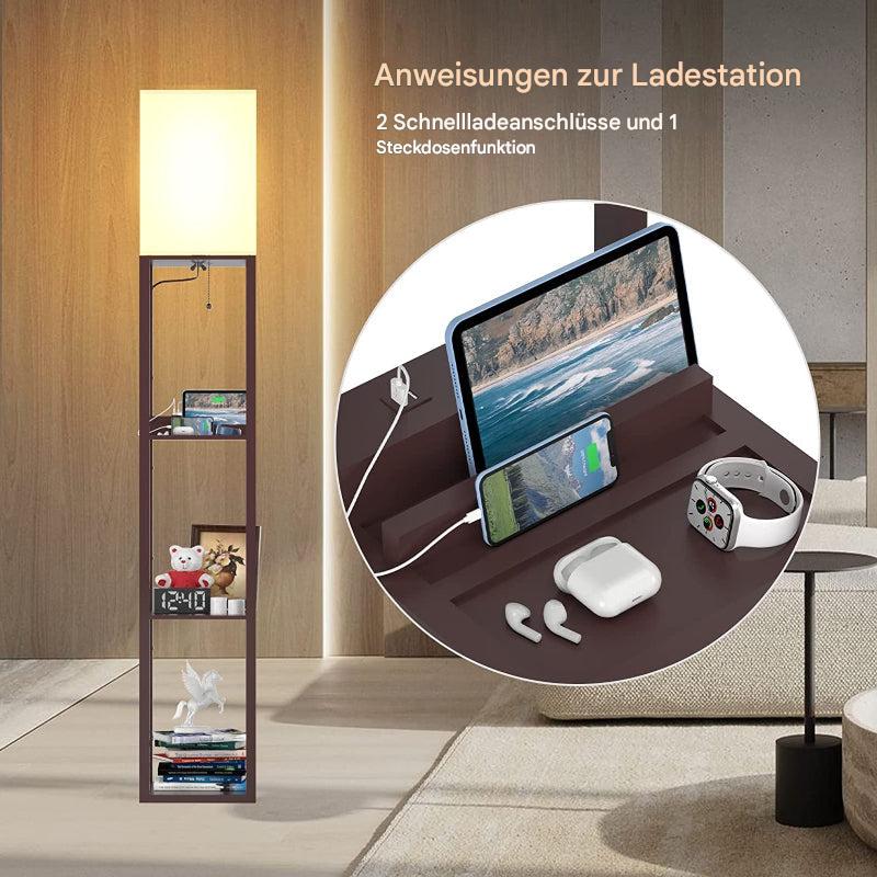 Platzsparende Regallampe mit USB-Anschlüssen